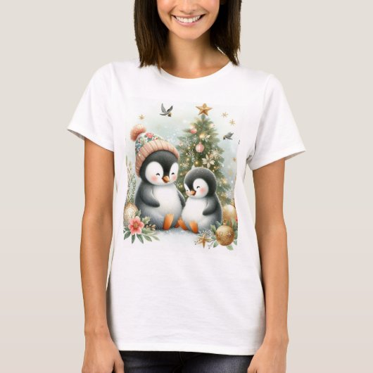 Pinguïns Kerstmis T-shirt (Voorkant)