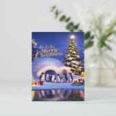 Pinguïns Kerstviering Briefkaart (Staand voorkant)
