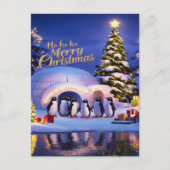 Pinguïns Kerstviering Briefkaart (Voorkant)