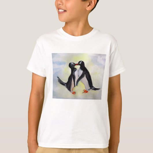 Pinguïns Kinderen Sport-Tek Ingebouwde Lange Mouw T-shirt (Voorkant)