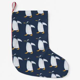 Pinguïns: kleine donkere Waterverf Kerstsok