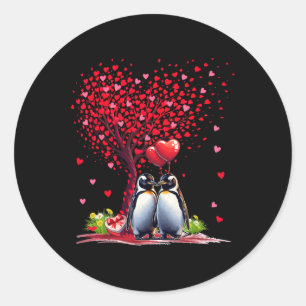 Pinguïns kostuum Valentijnsdag boom Schattige H Ronde Sticker