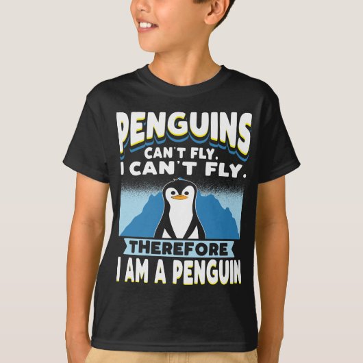 Pinguïns kunnen niet vliegen met Funny Penguin Boy T-shirt (Voorkant)