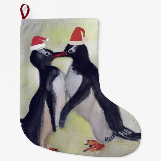 Pinguïns kus grote kerstsok (Voorkant)
