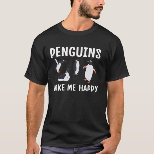 Pinguïns maken me blij Grappige Pinguïn T-shirt (Voorkant)