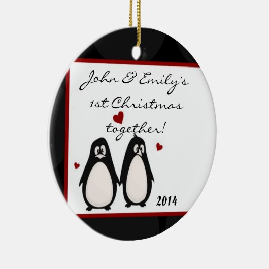 Pinguins Mate for Life Personalized Name Ornament (Rechts)