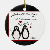 Pinguins Mate for Life Personalized Name Ornament (Voorkant)
