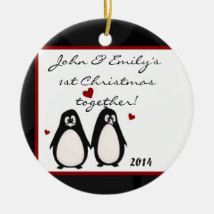 Pinguins Mate for Life Personalized Name Ornament