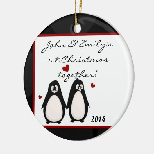 Pinguins Mate for Life Personalized Name Ornament (Links)