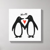 Pinguïns met handpalen voor een paar aangepaste In Canvas Afdruk (Voorkant)