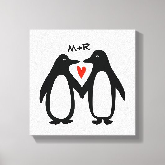 Pinguïns met handpalen voor een paar aangepaste In Canvas Afdruk (Voorkant)