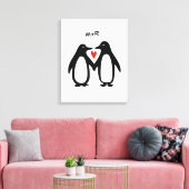 Pinguïns met handpalen voor een paar aangepaste In Canvas Afdruk (Insitu (Woonkamer))