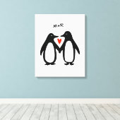 Pinguïns met handpalen voor een paar aangepaste In Canvas Afdruk (Insitu (Houten vloer))