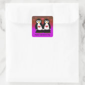 Pinguïns met Harten Vierkante Sticker (Tas)
