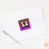 Pinguïns met Harten Vierkante Sticker (Envelop)