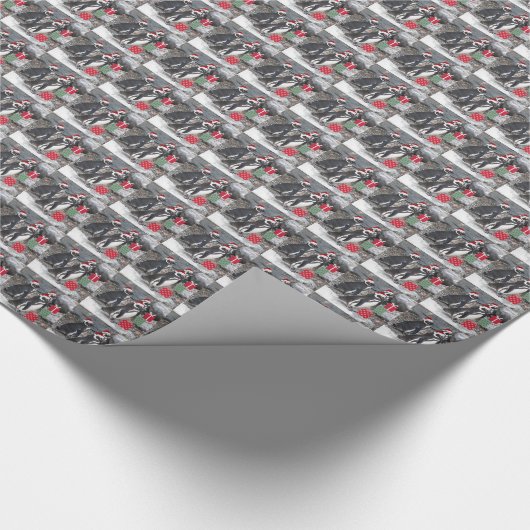 Pinguïns met kerstfeestdag cadeaupapier (Hoek)