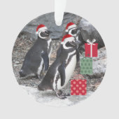 Pinguïns met kerstfeestdag ornament (voorkant)