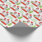 Pinguïns met kerstWaterverf Cadeaupapier (Hoek)