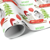 Pinguïns met kerstWaterverf Cadeaupapier (Rol Hoek)