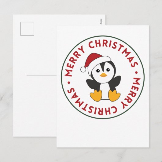 Pinguïns met kerstwinterpinguïns feestdagenkaart (Voorkant / Achterkant)