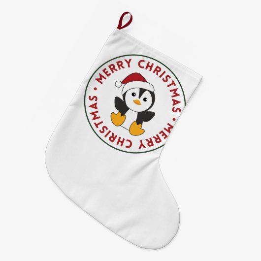 Pinguïns met kerstwinterpinguïns grote kerstsok (Voorkant (Hangend))