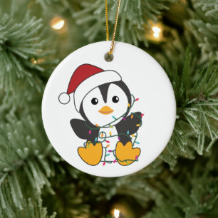Pinguïns met kerstwinterpinguïns keramisch ornament