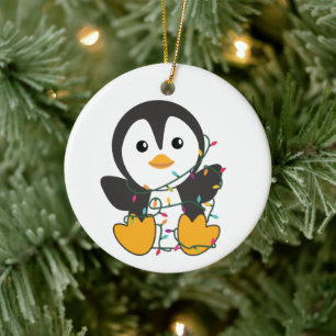 Pinguïns met kerstwinterpinguïns keramisch ornament