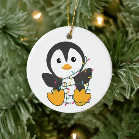 Pinguïns met kerstwinterpinguïns keramisch ornament (Boom)