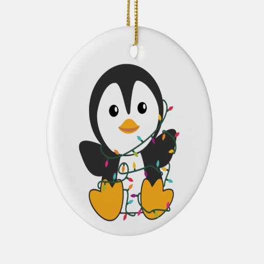 Pinguïns met kerstwinterpinguïns keramisch ornament (Rechts)