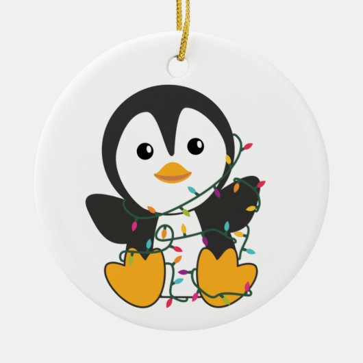Pinguïns met kerstwinterpinguïns keramisch ornament (Voorkant)