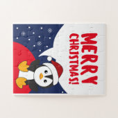 Pinguïns met kerstwinterpinguïns legpuzzel (Horizontaal)