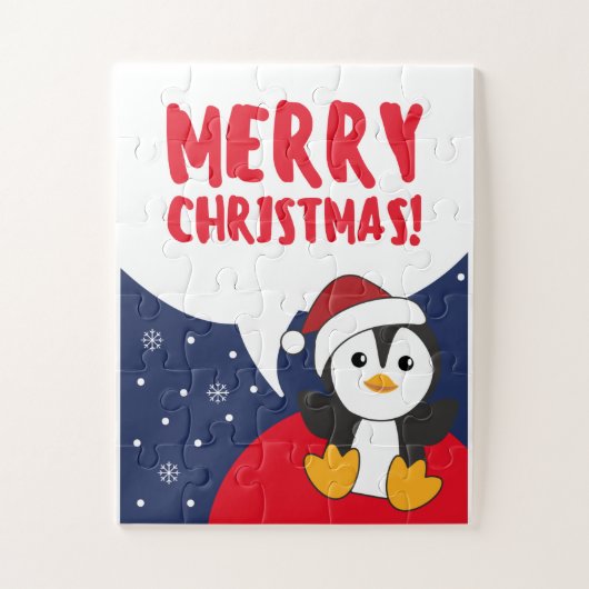 Pinguïns met kerstwinterpinguïns legpuzzel (Verticaal)