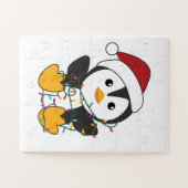 Pinguïns met kerstwinterpinguïns legpuzzel (Horizontaal)