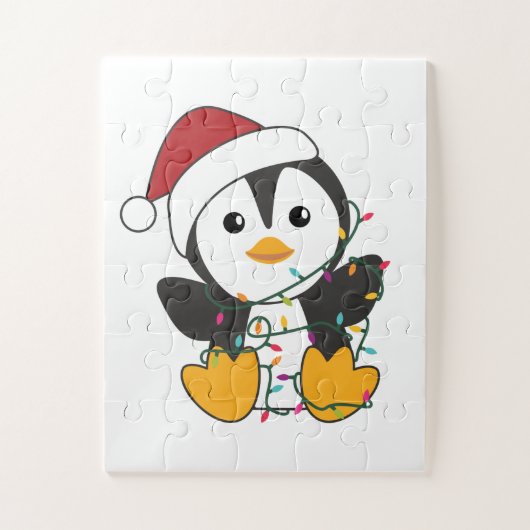 Pinguïns met kerstwinterpinguïns legpuzzel (Verticaal)