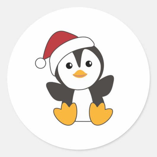 Pinguïns met kerstwinterpinguïns ronde sticker (Voorkant)