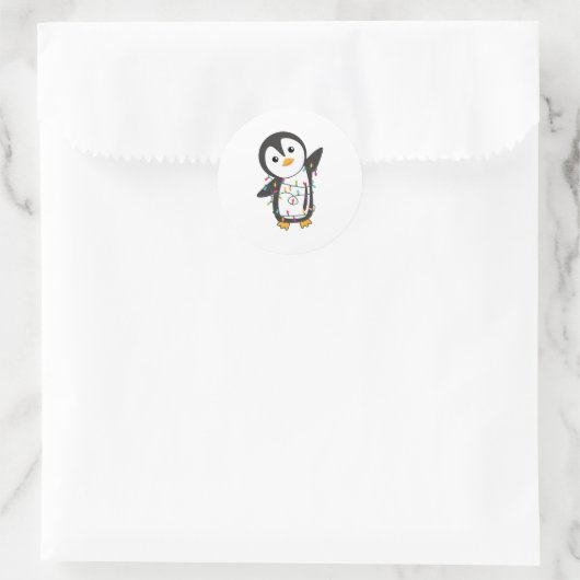 Pinguïns met kerstwinterpinguïns ronde sticker (Tas)
