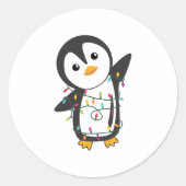 Pinguïns met kerstwinterpinguïns ronde sticker (Voorkant)