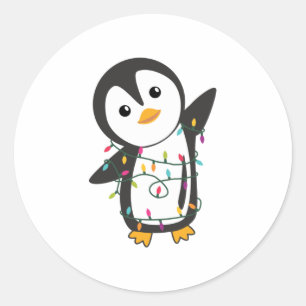 Pinguïns met kerstwinterpinguïns ronde sticker