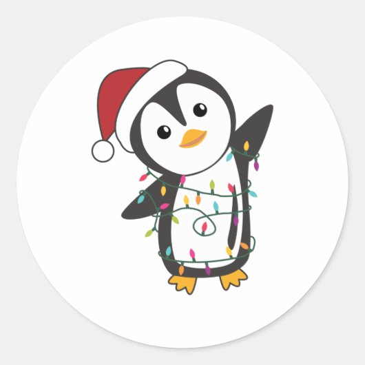 Pinguïns met kerstwinterpinguïns ronde sticker (Voorkant)
