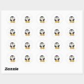 Pinguïns met kerstwinterpinguïns ronde sticker (Vel)