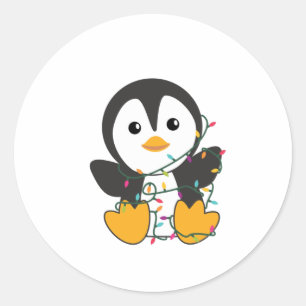 Pinguïns met kerstwinterpinguïns ronde sticker