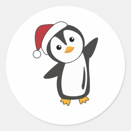 Pinguïns met kerstwinterpinguïns ronde sticker (Voorkant)