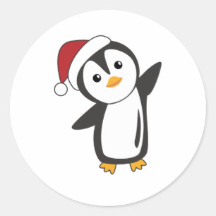 Pinguïns met kerstwinterpinguïns ronde sticker