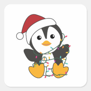 Pinguïns met kerstwinterpinguïns vierkante sticker