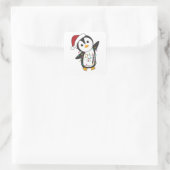 Pinguïns met kerstwinterpinguïns vierkante sticker (Tas)