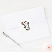 Pinguïns met kerstwinterpinguïns vierkante sticker (Envelop)