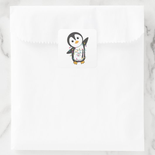 Pinguïns met kerstwinterpinguïns vierkante sticker (Tas)