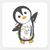 Pinguïns met kerstwinterpinguïns vierkante sticker (Voorkant)
