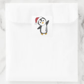 Pinguïns met kerstwinterpinguïns vierkante sticker (Tas)