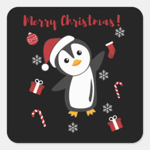 Pinguïns met kerstwinterpinguïns vierkante sticker